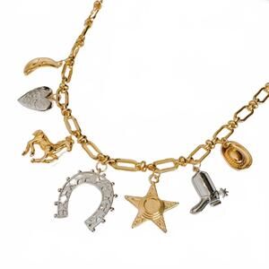 NEW ELLISON+YOUNG women's wild western multi charm necklace in gold